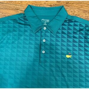 Masters Tech Augusta National Green Geometric Performance Golf Polo Shirt Men XL